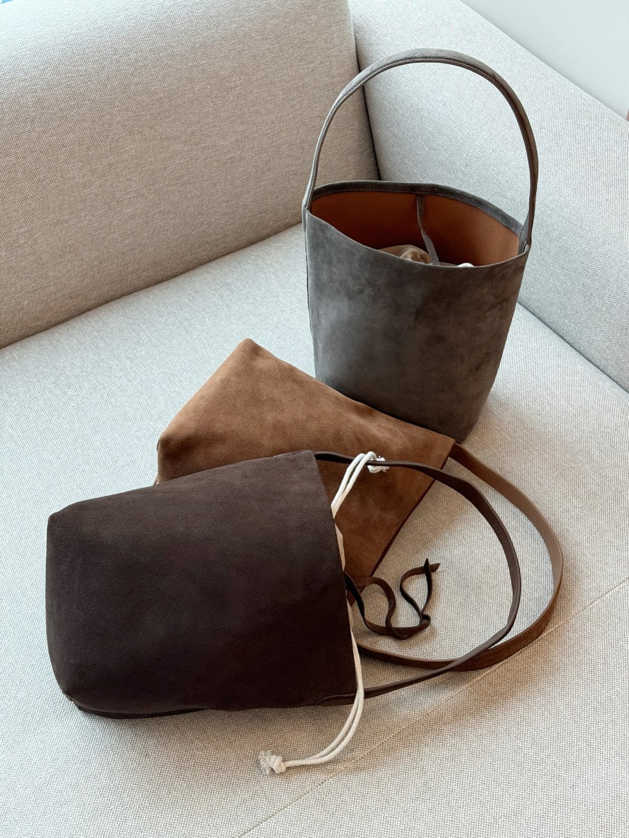 Suede Bucket Shoulder Bag