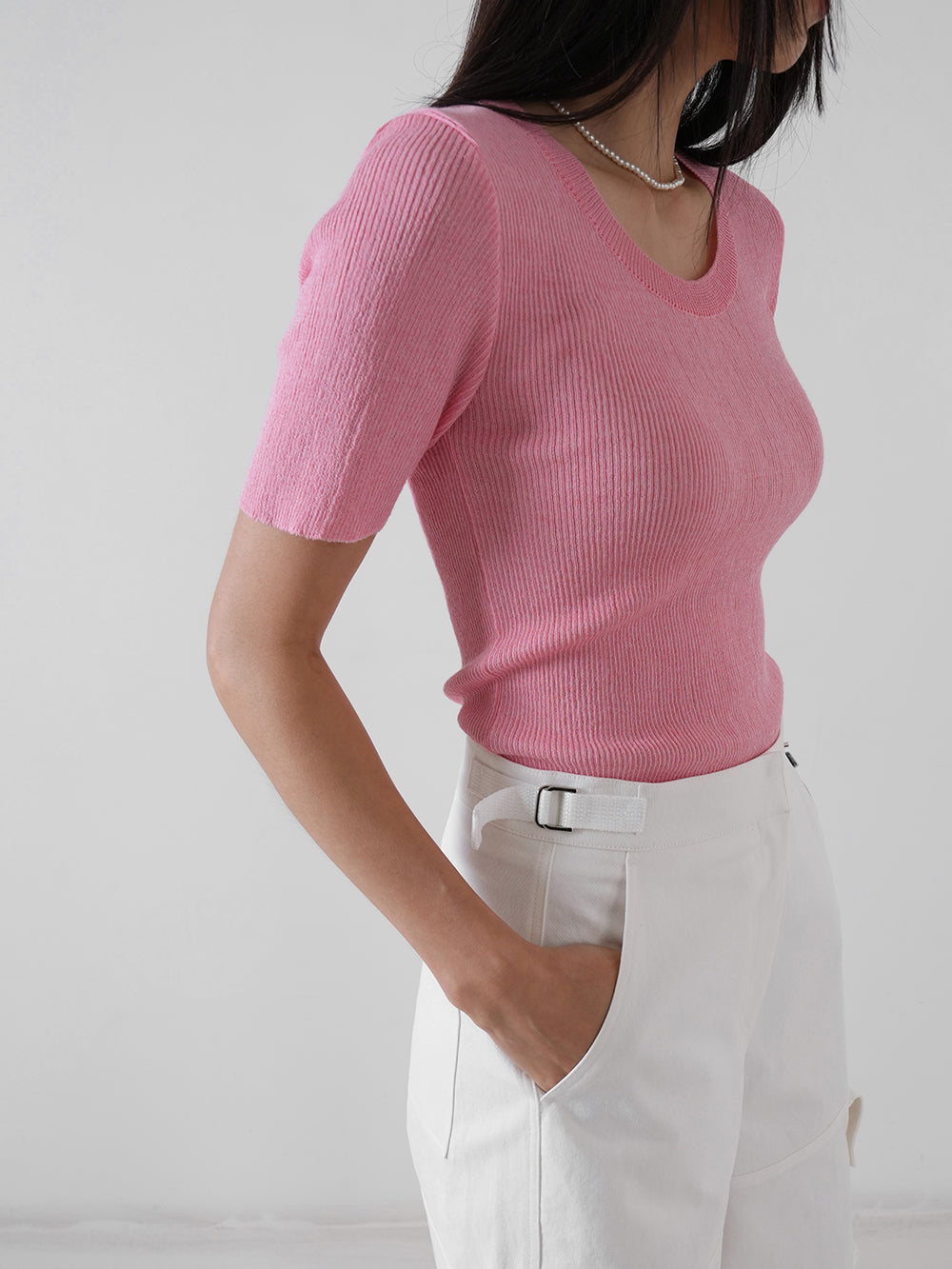 U Neck Linen Knit