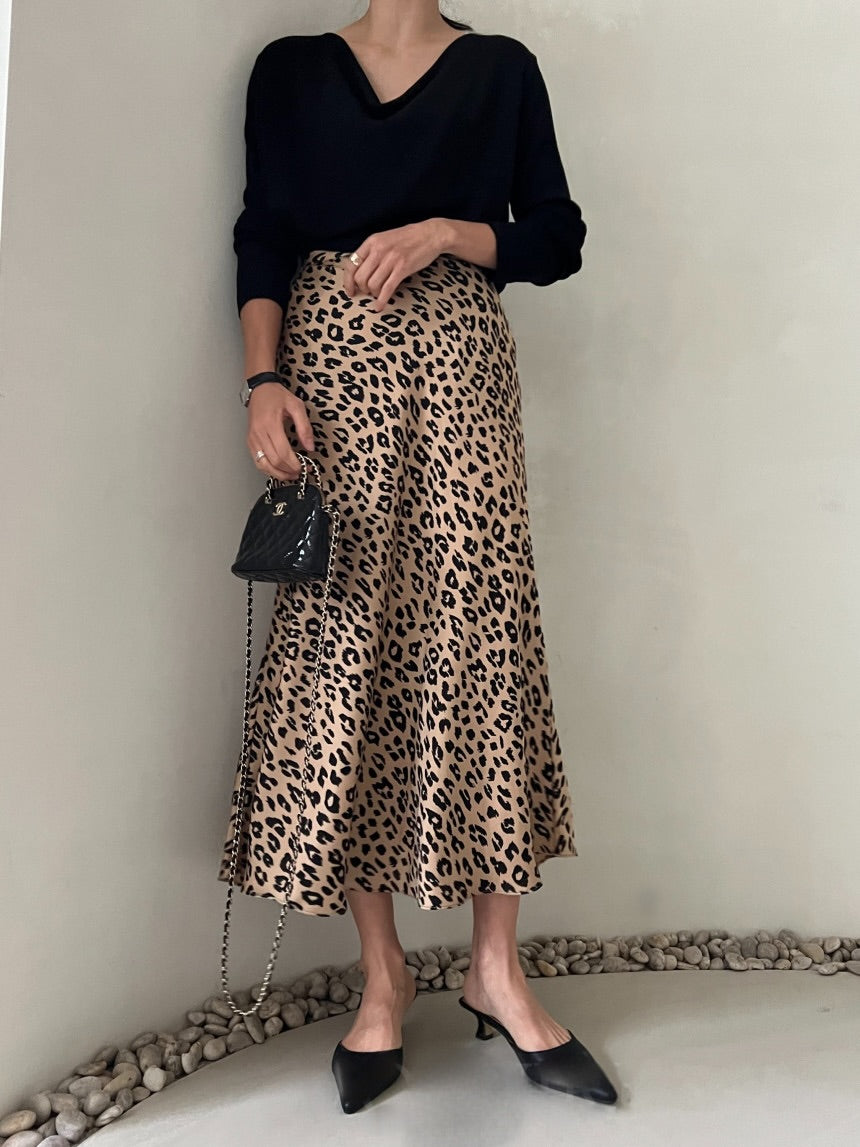 Silky Leopard Skirt