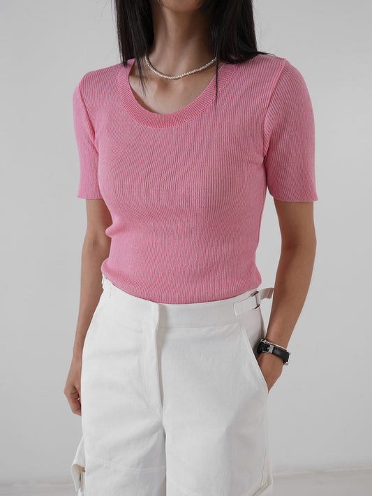 U Neck Linen Knit