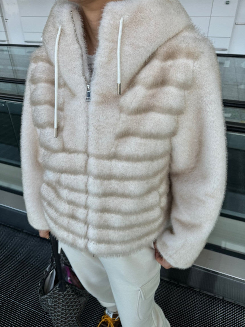 Faux Mink Hood Zip Up