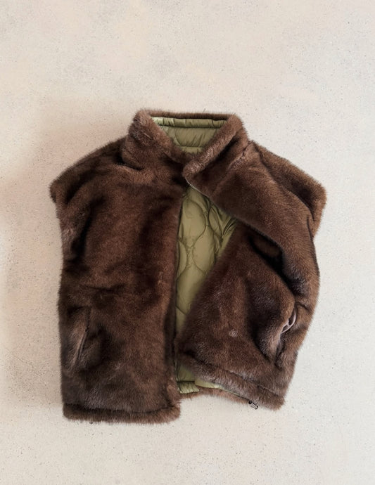 Reversible Cropped Mink Vest