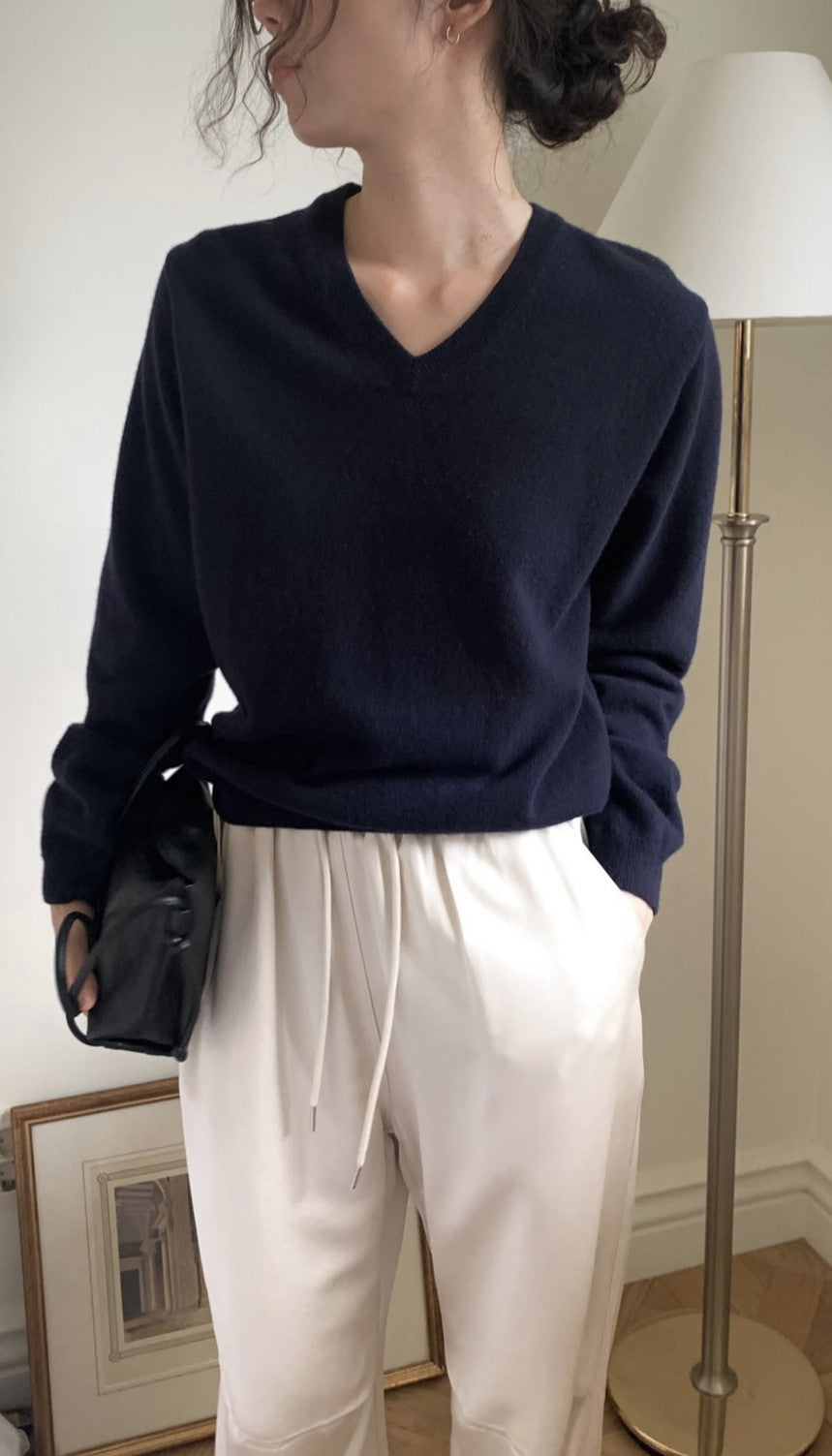 Fine Wool V Neck Sweater