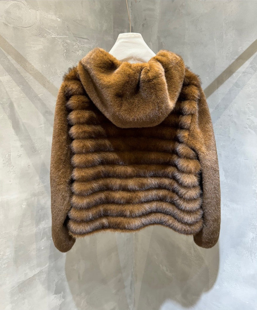 Faux Mink Hood Zip Up