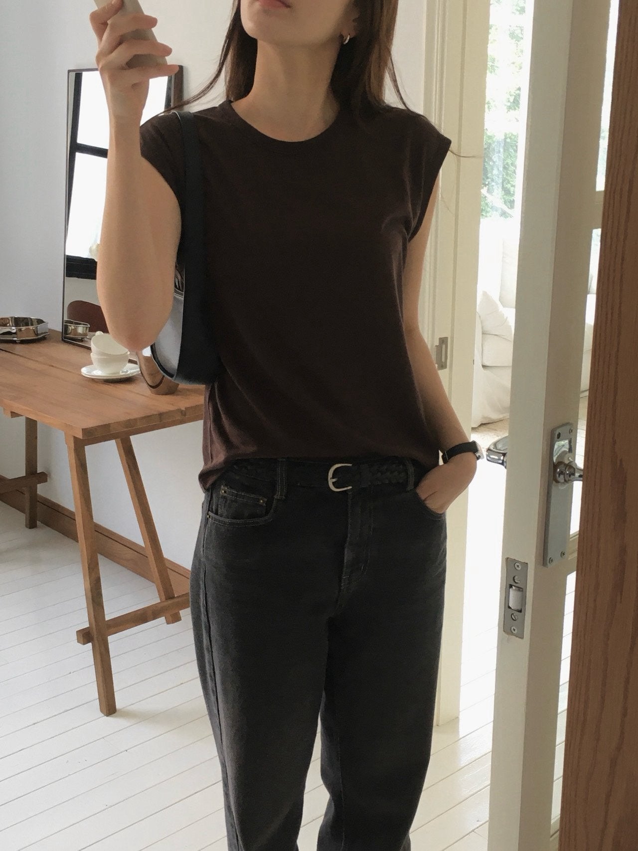 Linen Cap Sleeve Top