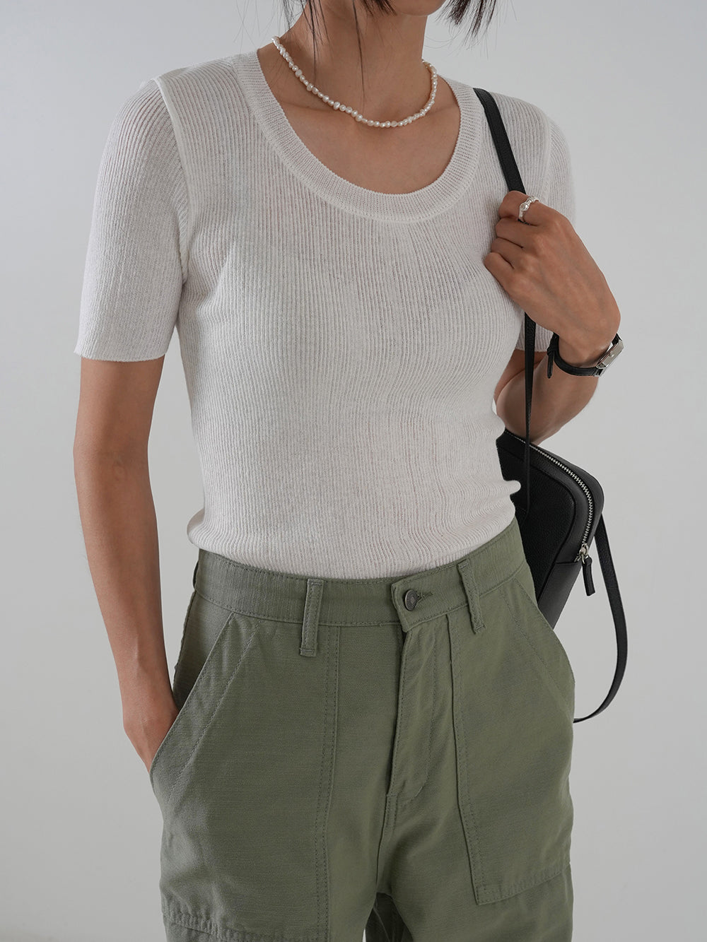 U Neck Linen Knit