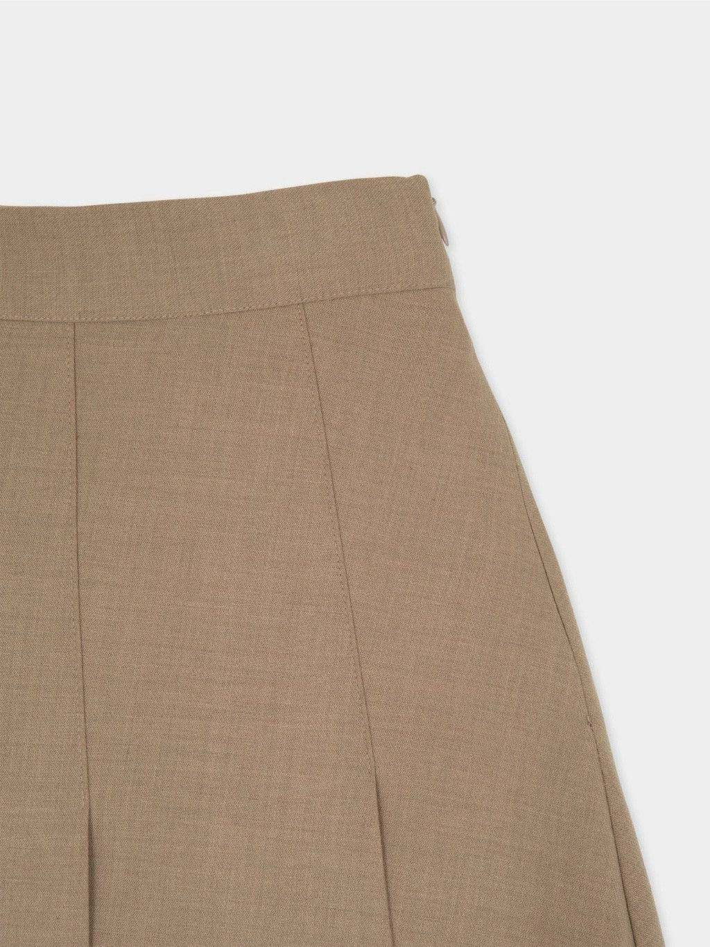 Wool Pleats Midi Skirt