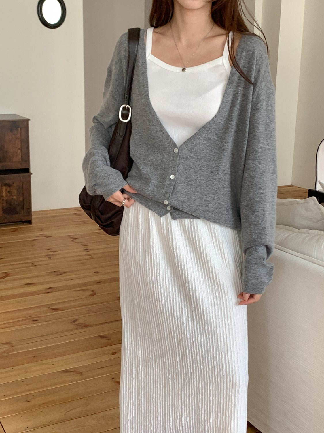 Deep V Cardigan