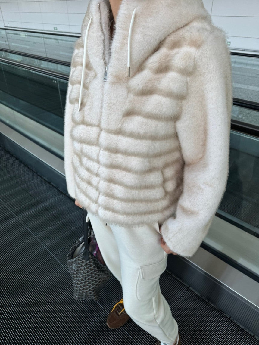 Faux Mink Hood Zip Up