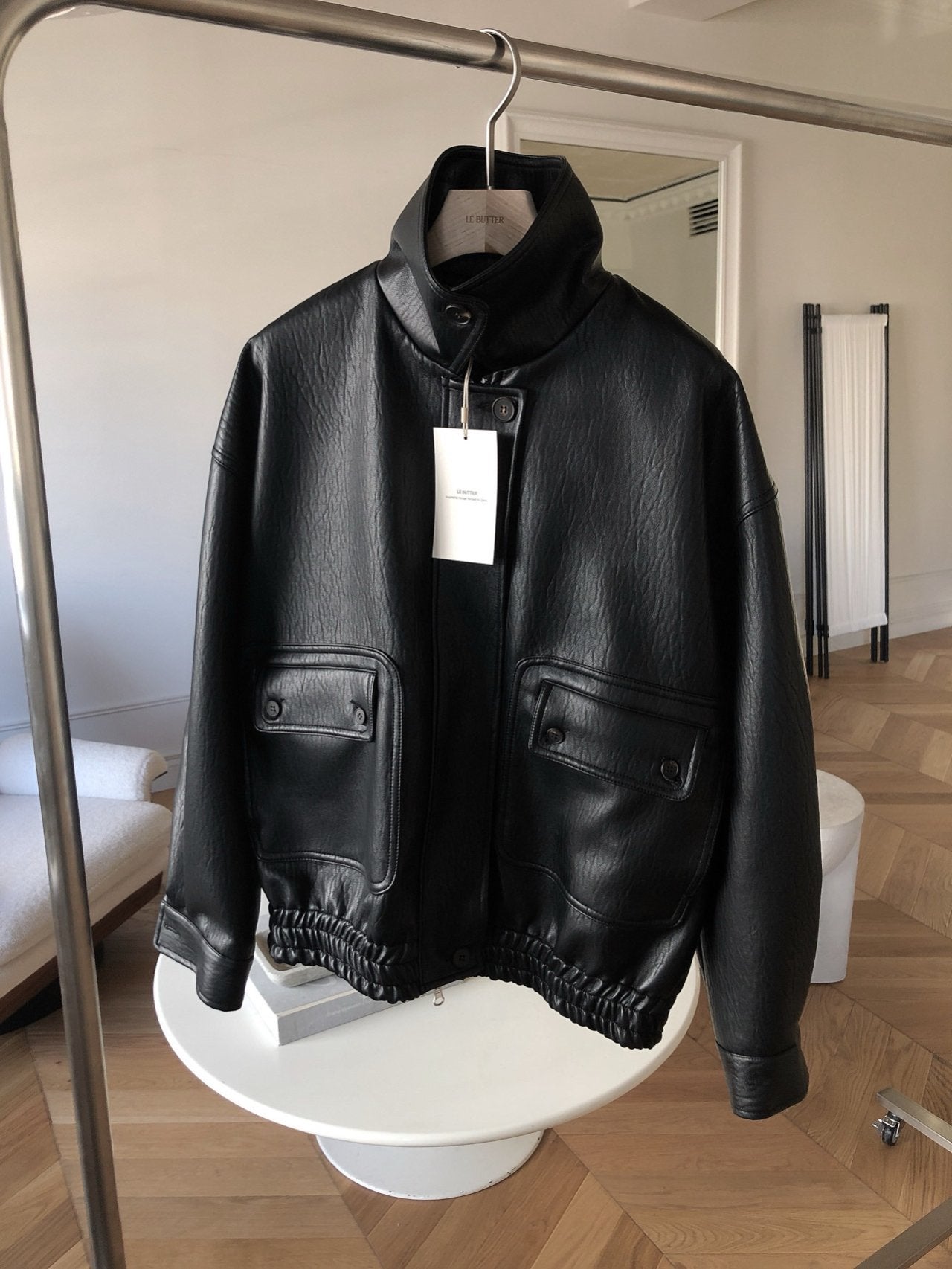 Button Leather Bomber