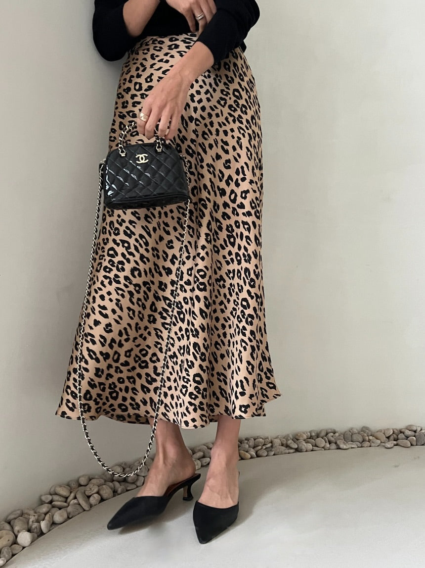 Silky Leopard Skirt