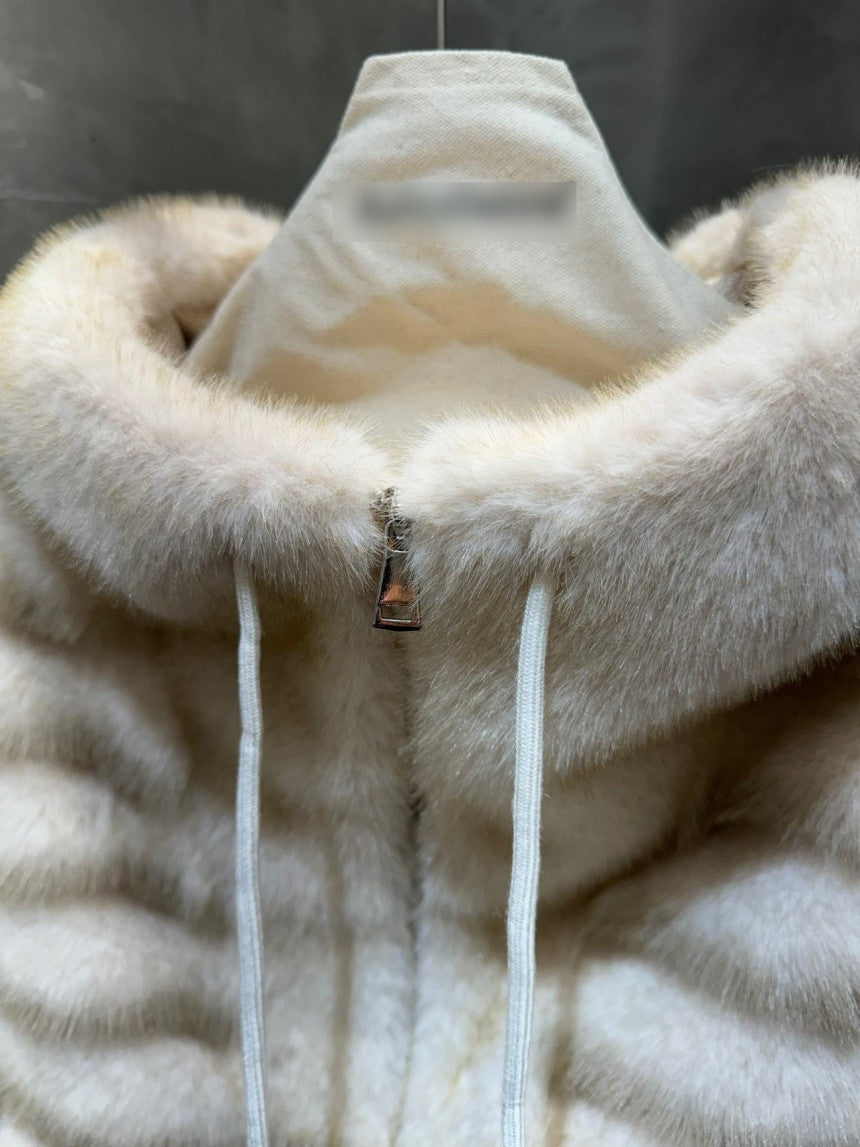 Faux Mink Hood Zip Up