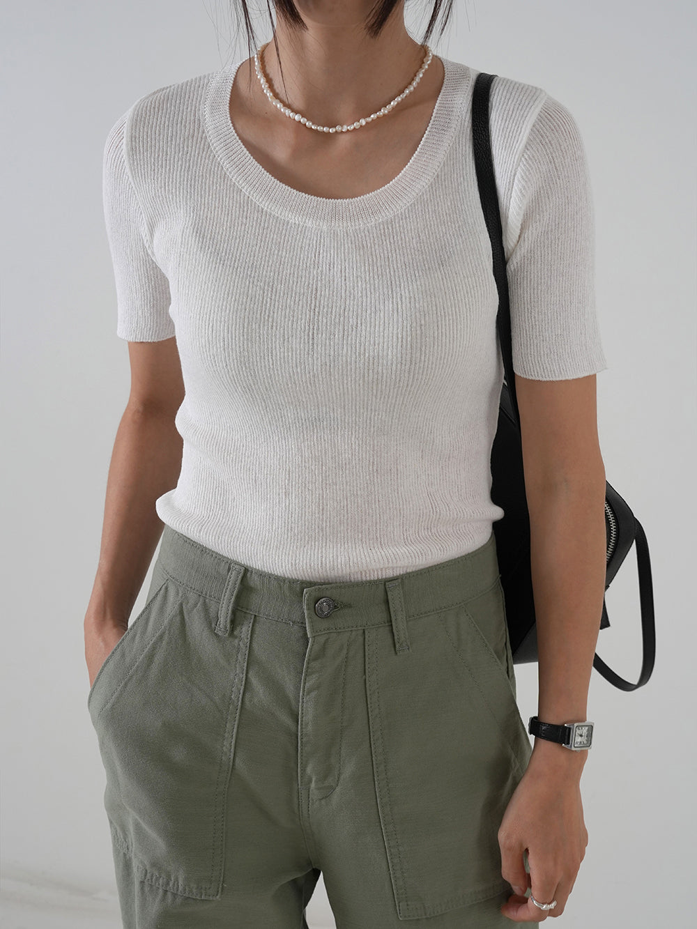 U Neck Linen Knit