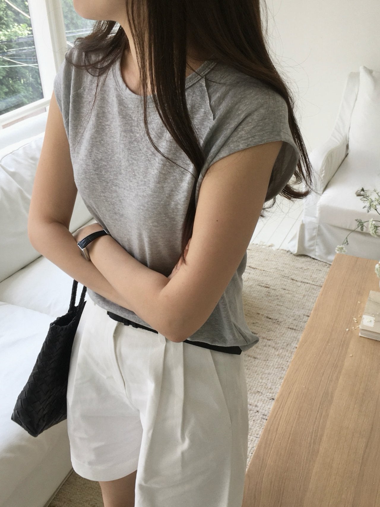 Linen Cap Sleeve Top