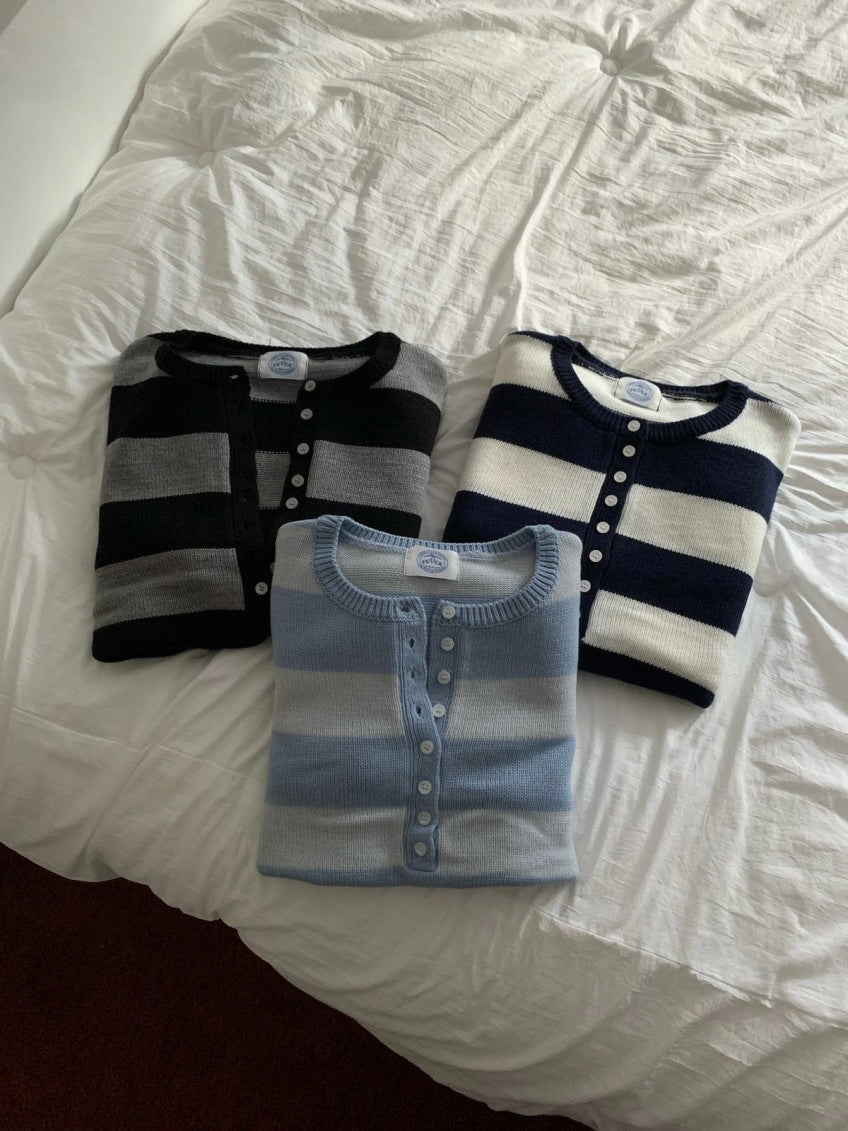 Button Striped Sweater