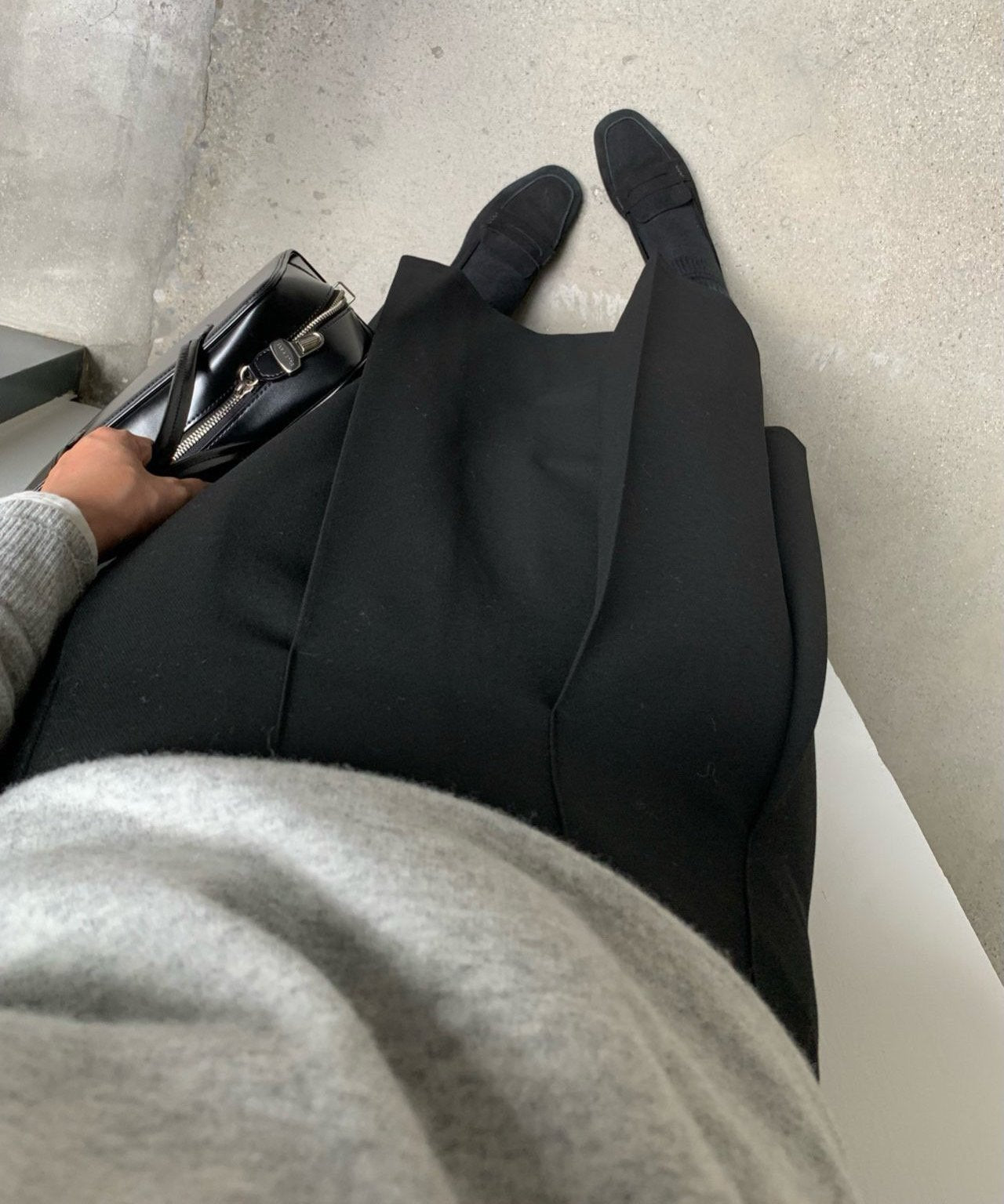 Wool Pleats Midi Skirt