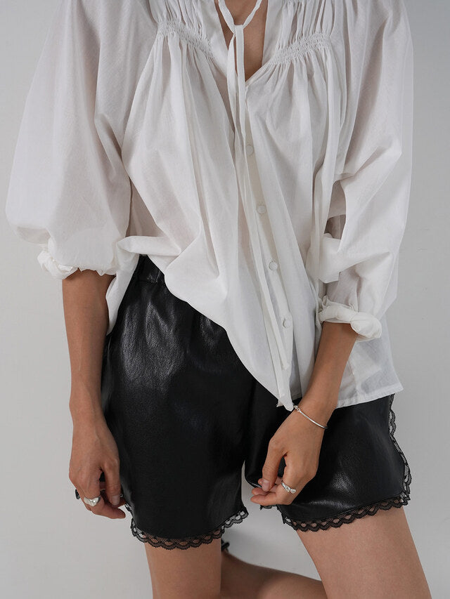 Lace Leather Shorts