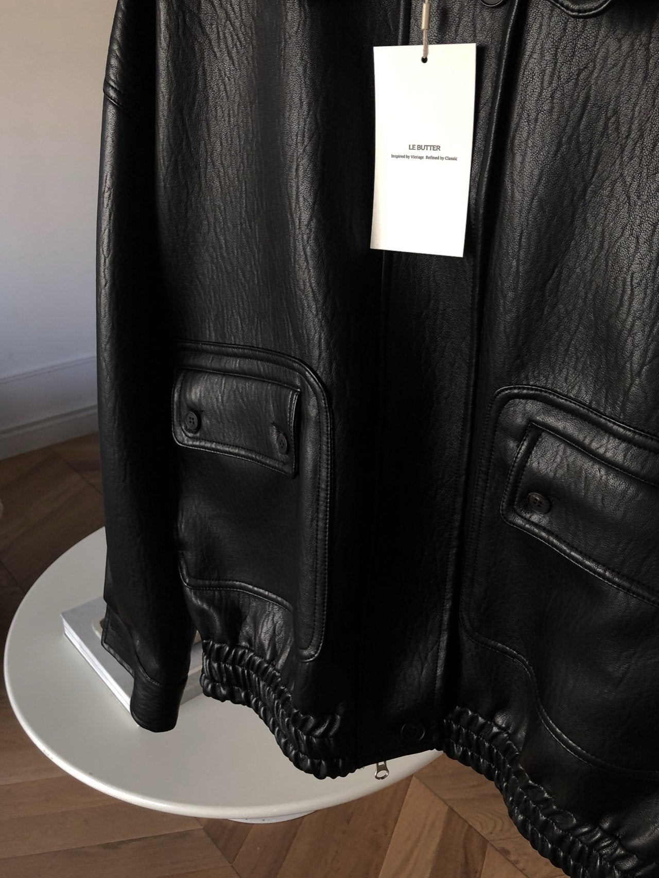 Button Leather Bomber
