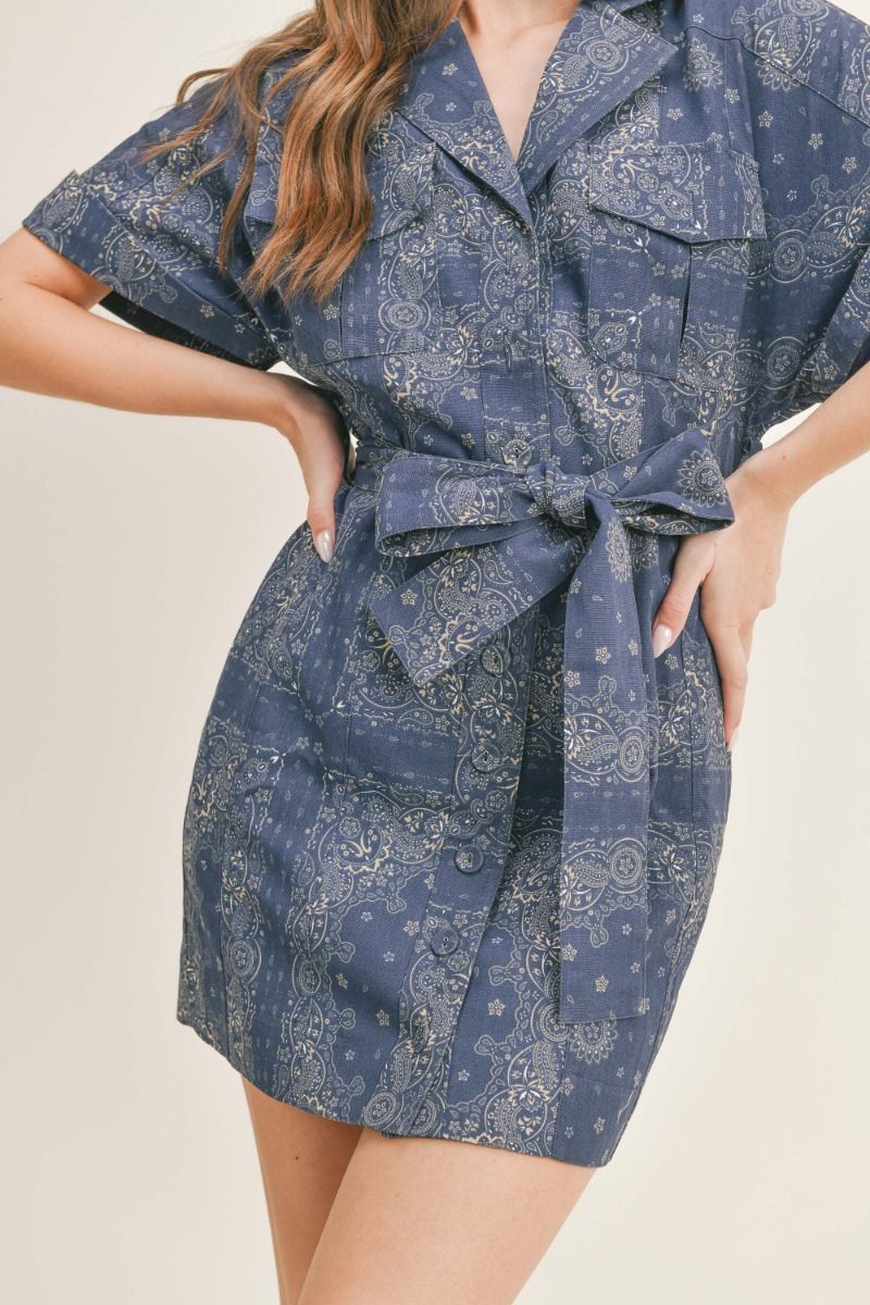 Paisley Linen Shirt Dress